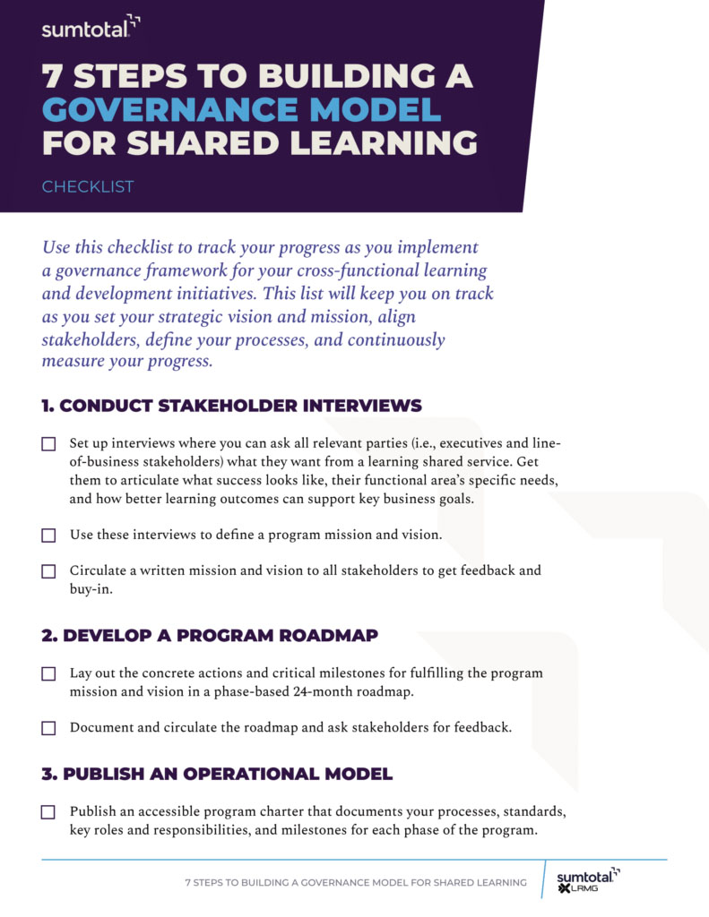 LRMG Resources SumTotal 7 Steps To Building Governance Model For Shared Learning